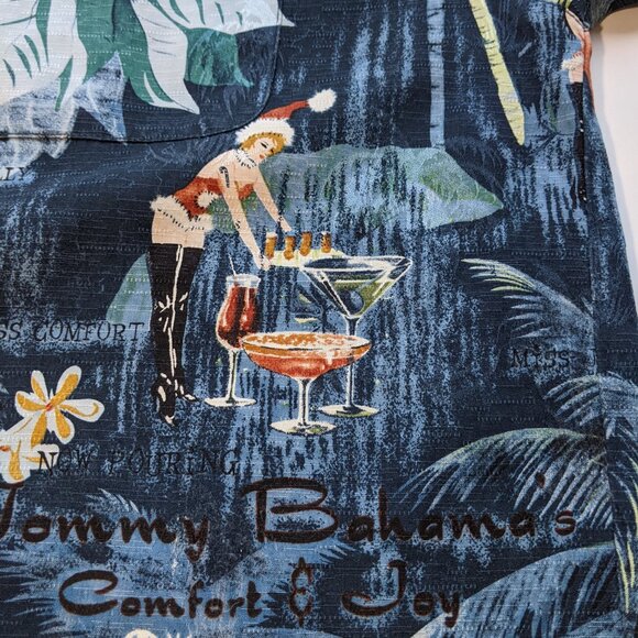 Tommy Bahama Mens Cool Yule Hawaiian Christmas Pinups Girls Silk Shirt Size M - Picture 10 of 14
